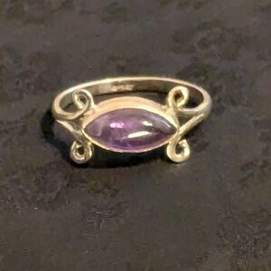 Rare Solid 925 Sterling Silver Genuine Amethyst Ring Size 8